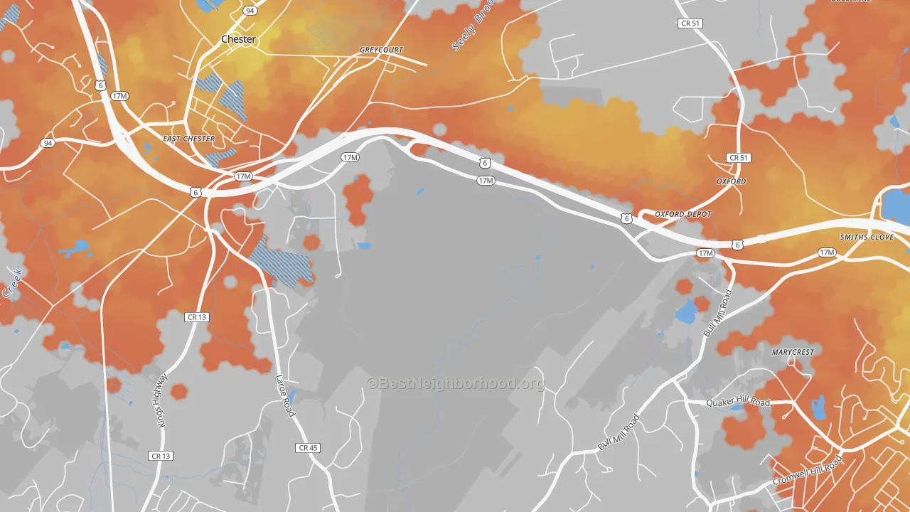 Bike Grade map of Greycourt, NY