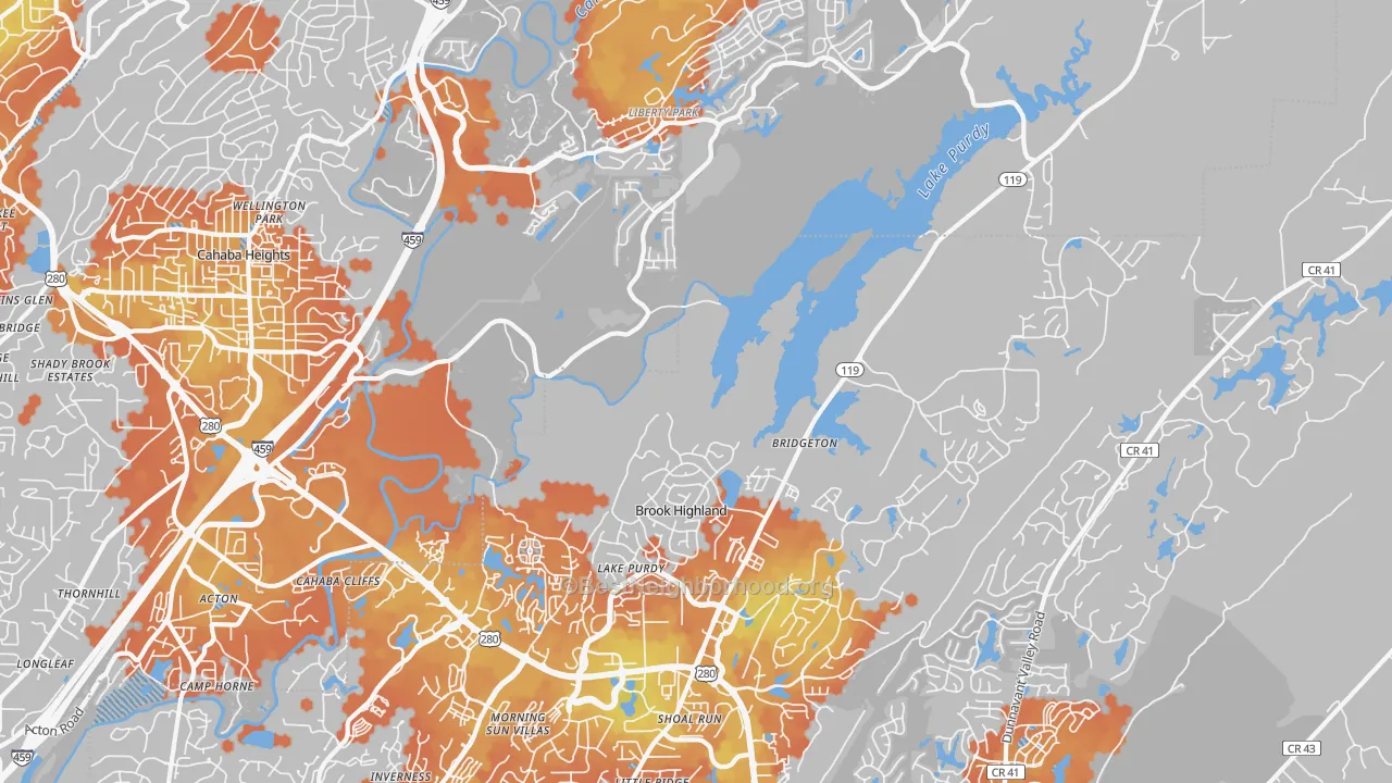 Bike Grade map of Greystone, Birmingham, AL