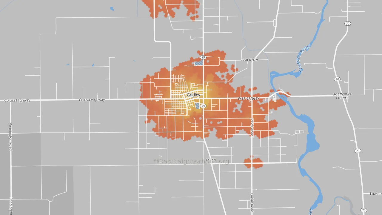 Bike Grade map of Gridley, CA