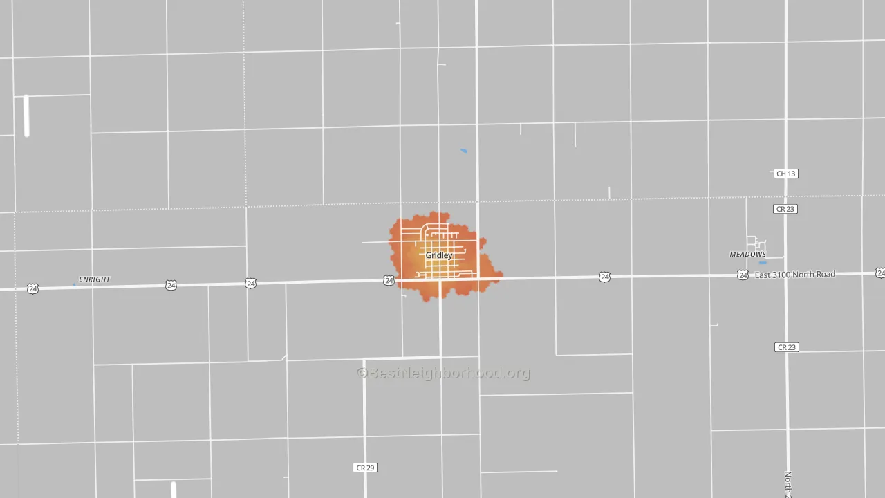 Bike Grade map of Gridley, IL
