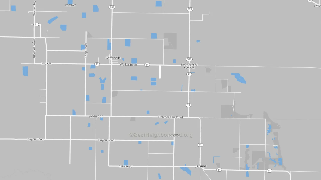 Bike Grade map of Griffithville, AR