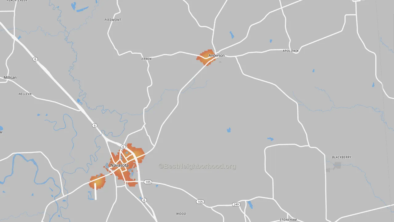 Bike Grade map of Grimes County, TX