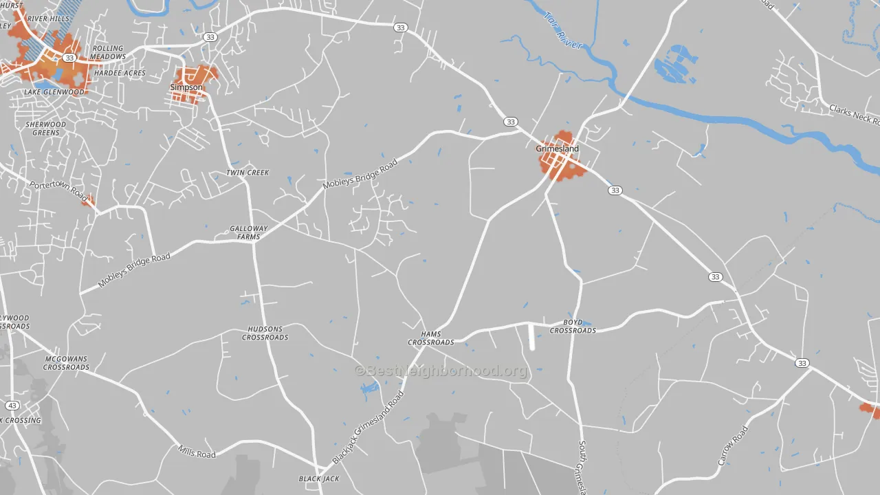 Bike Grade map of Grimesland, NC