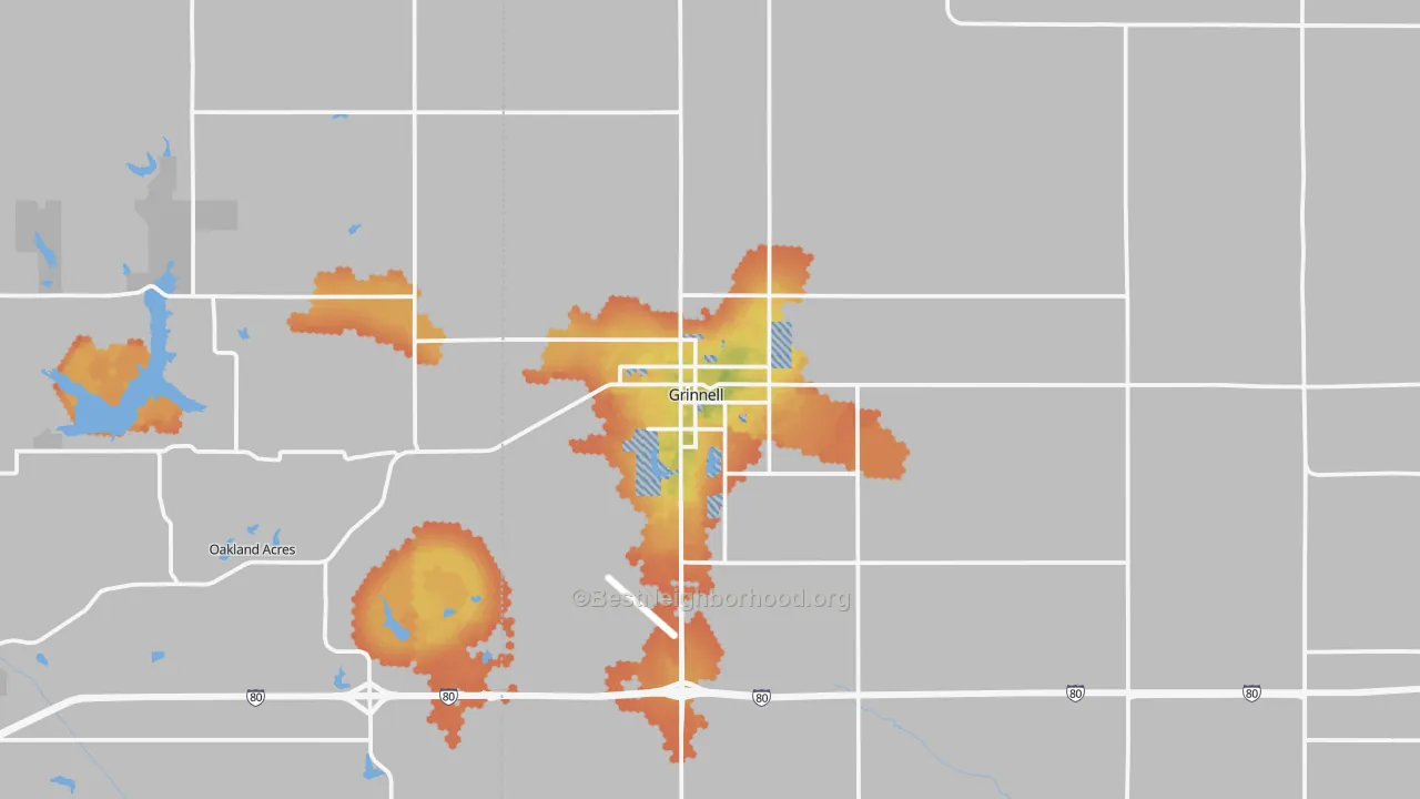 Bike Grade map of Grinnell, IA