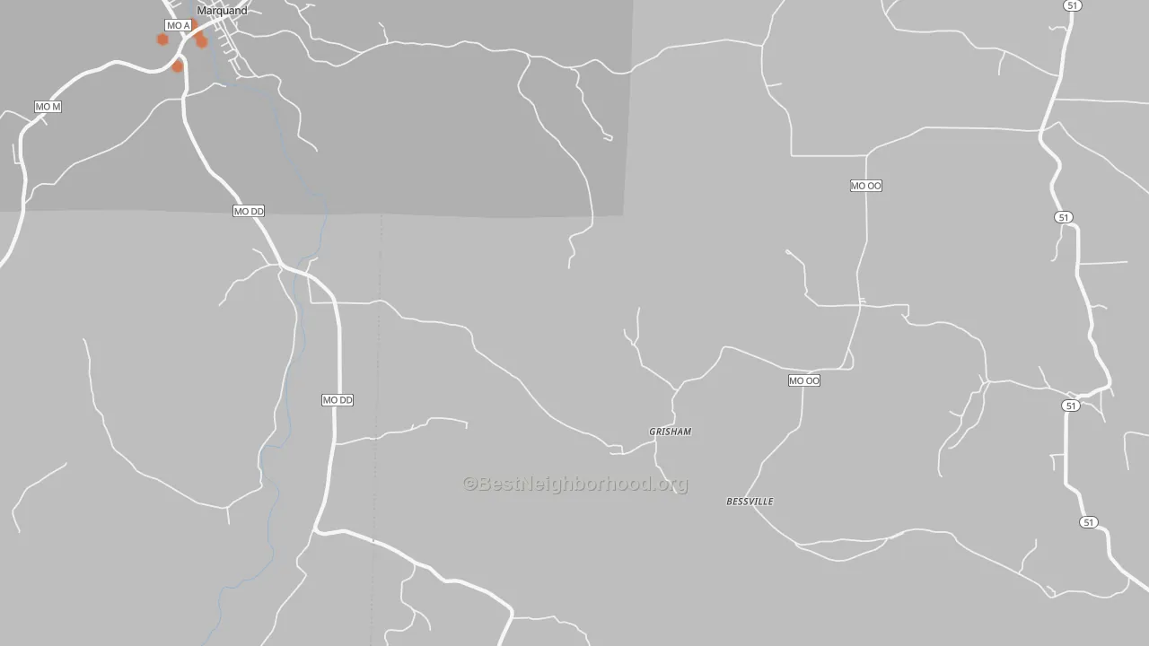 Bike Grade map of Grisham, MO