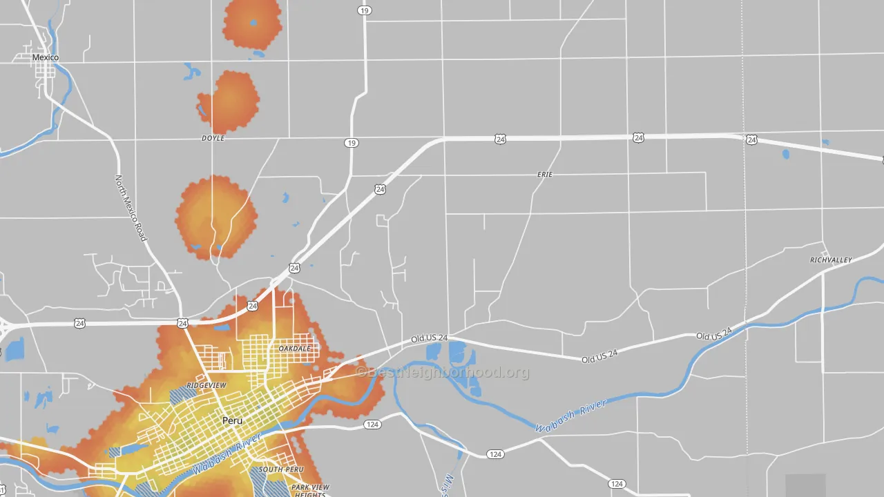 Bike Grade map of Grissom Arb, IN