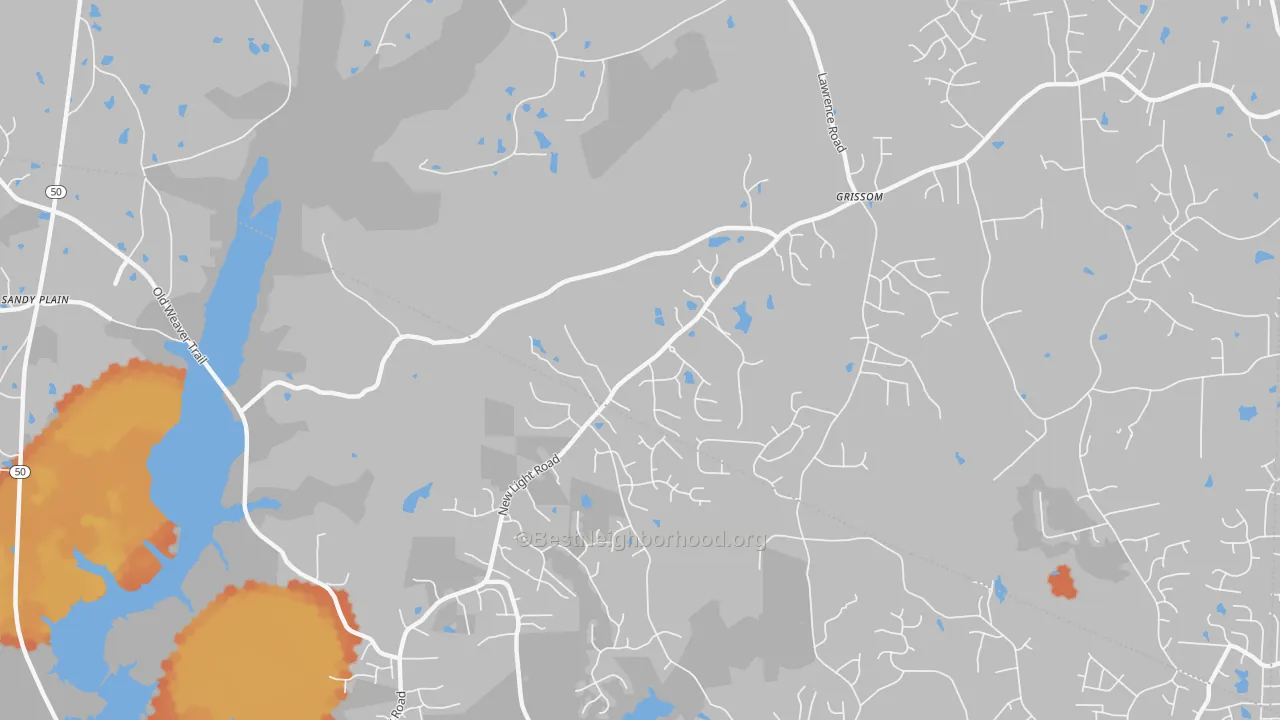Bike Grade map of Grissom, NC