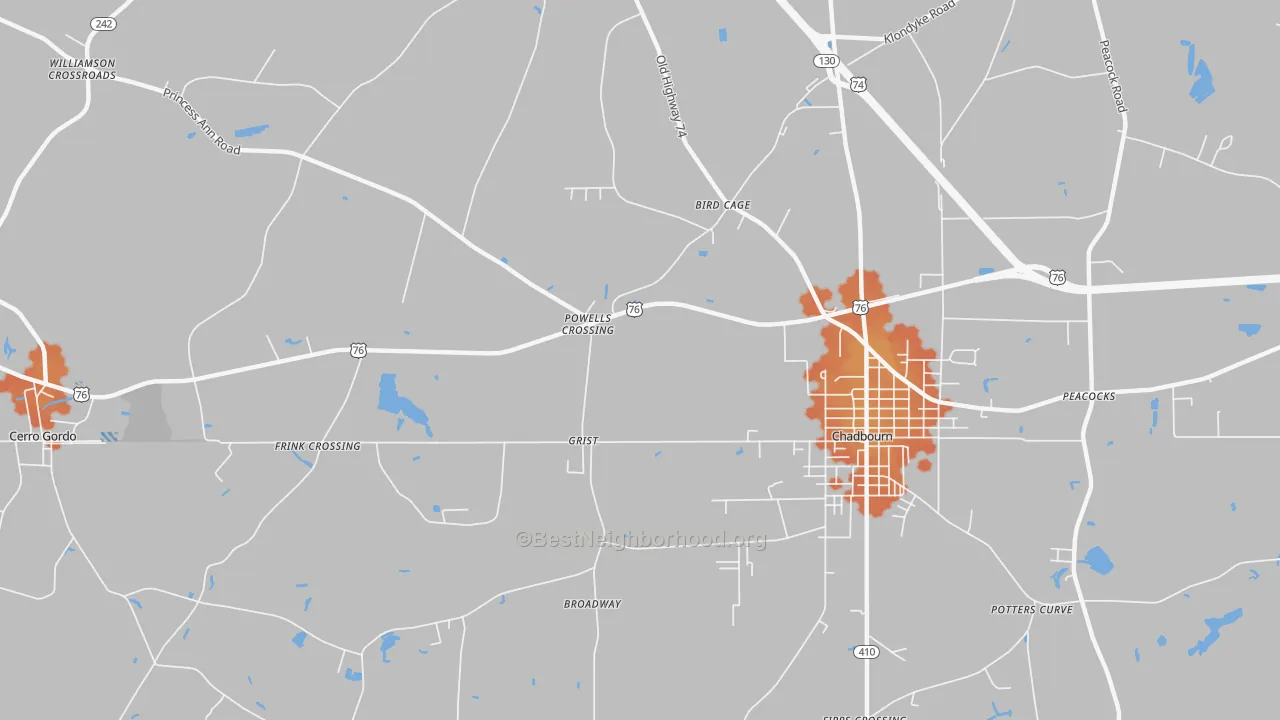Bike Grade map of Grist, NC