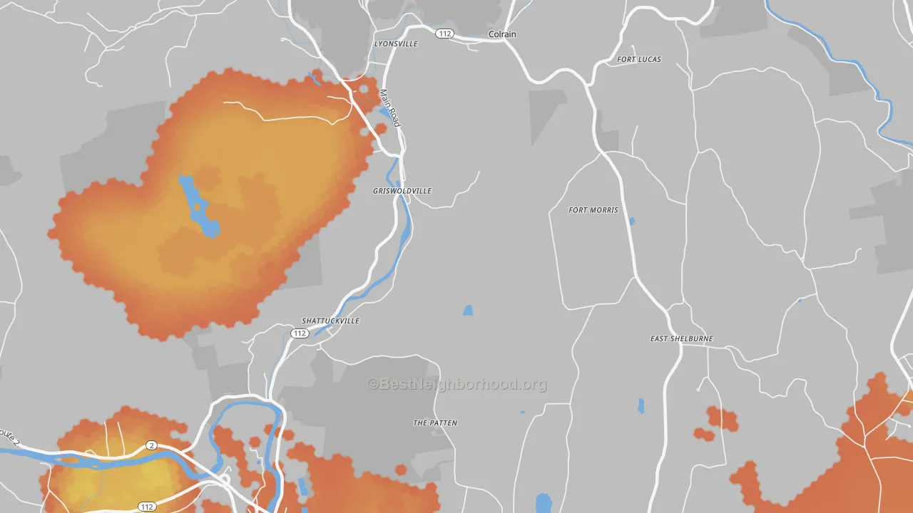 Bike Grade map of Griswoldville, MA