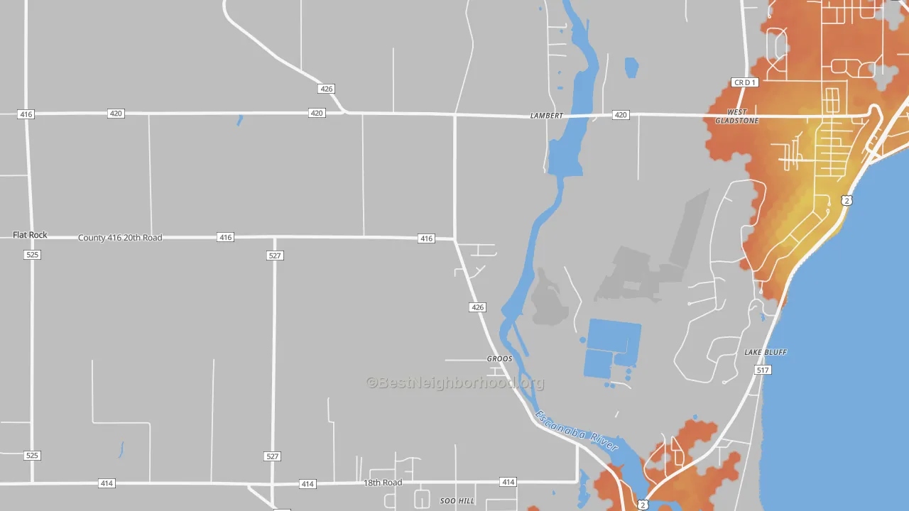 Bike Grade map of Groos, MI