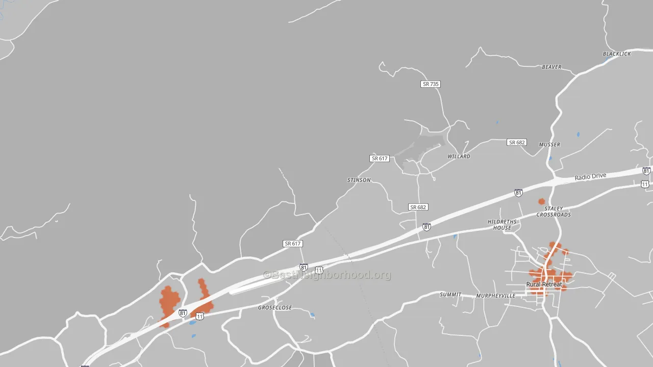 Bike Grade map of Groseclose, VA
