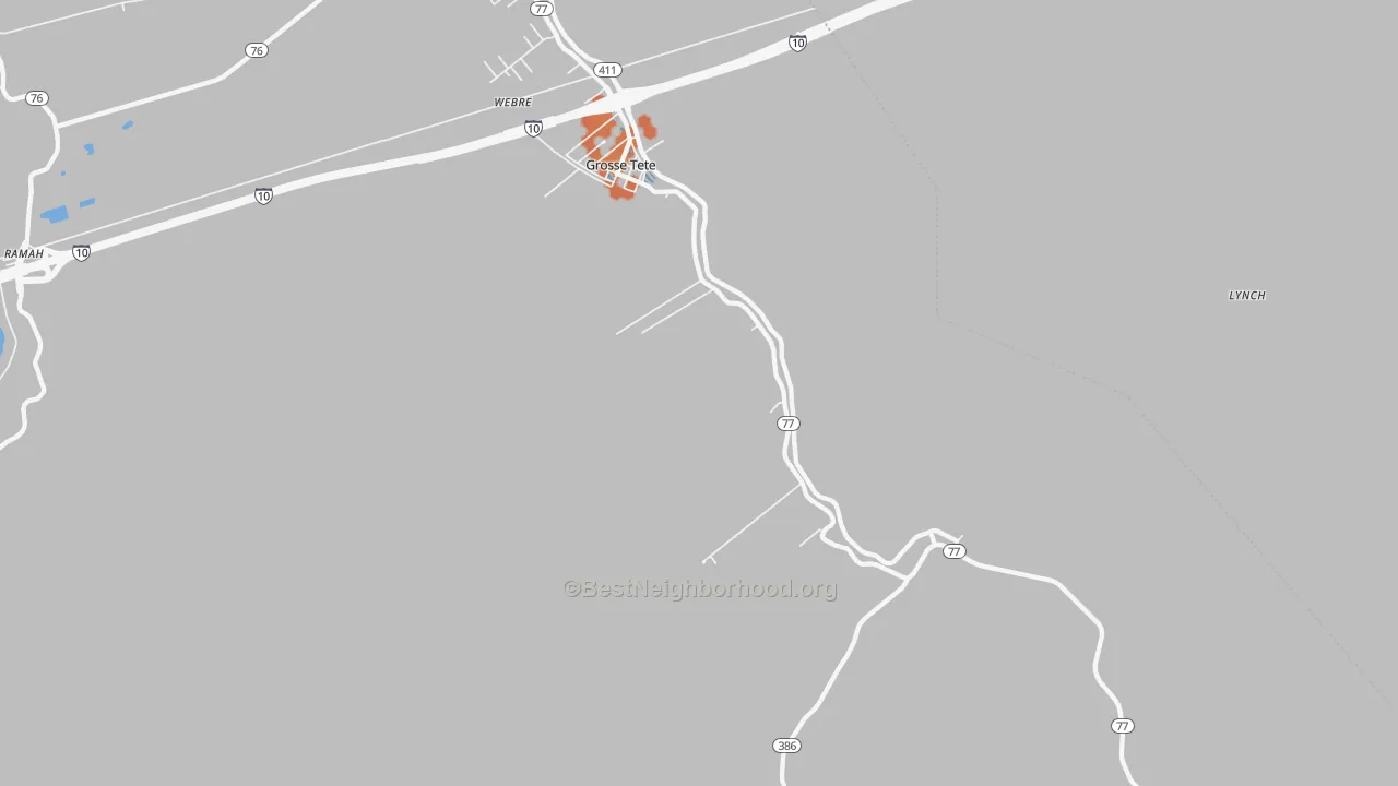 Bike Grade map of Grosse Tete, LA