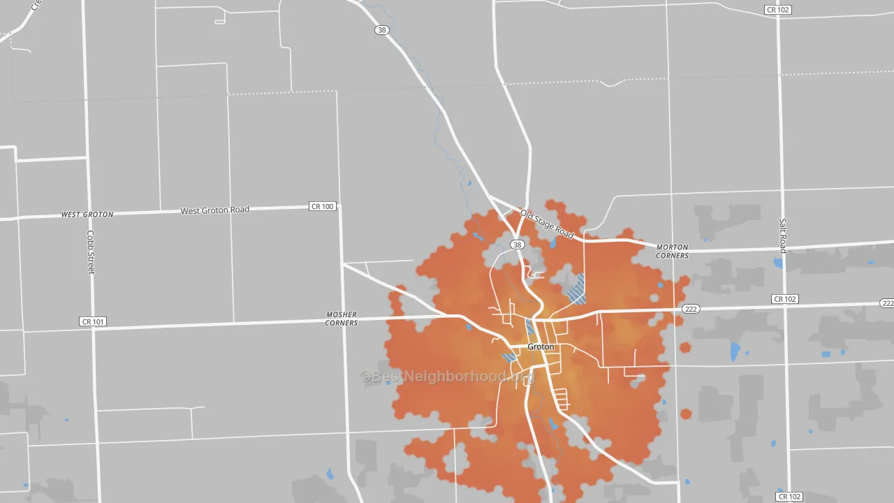 Bike Grade map of Groton City, NY