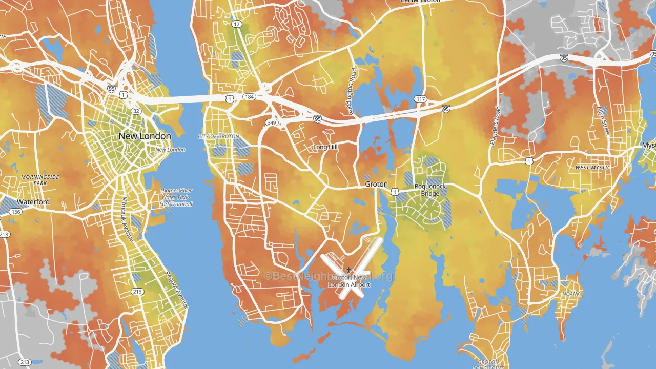 Bike Grade map of Groton, CT