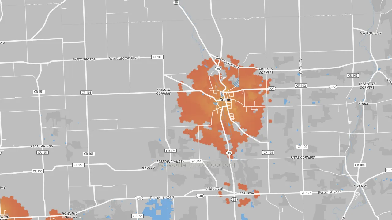 Bike Grade map of Groton, NY