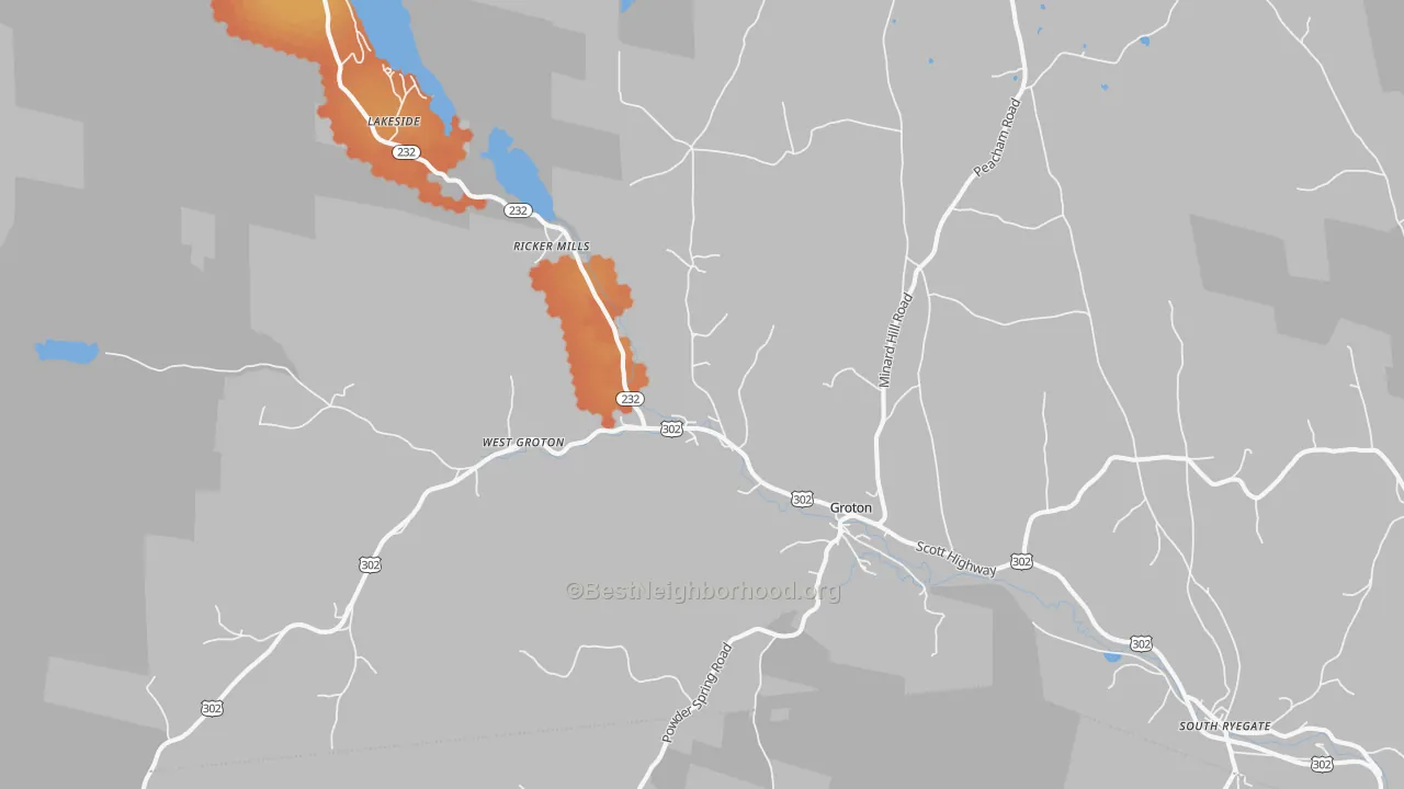 Bike Grade map of Groton, VT