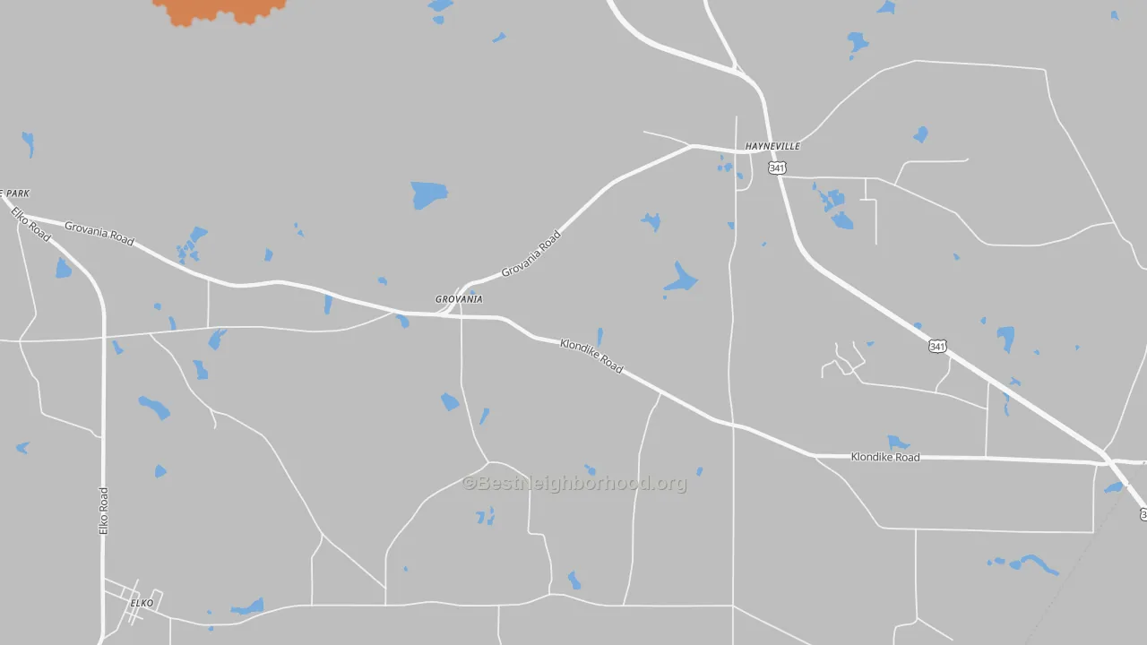 Bike Grade map of Grovania, GA