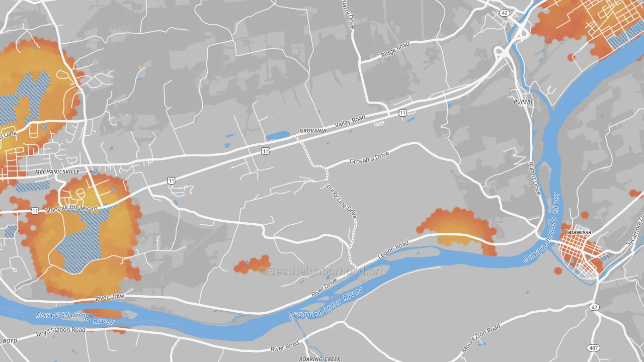 Bike Grade map of Grovania, PA