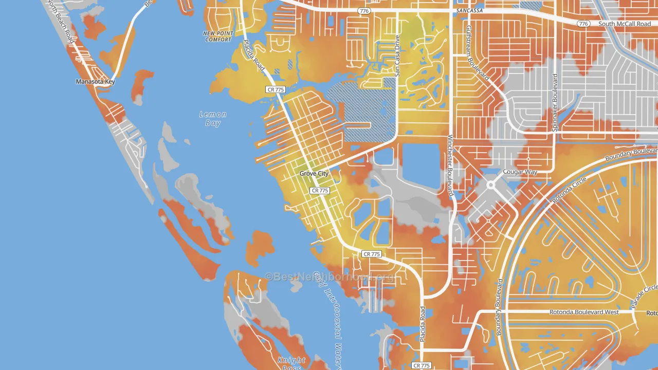 Bike Grade map of Grove City, FL