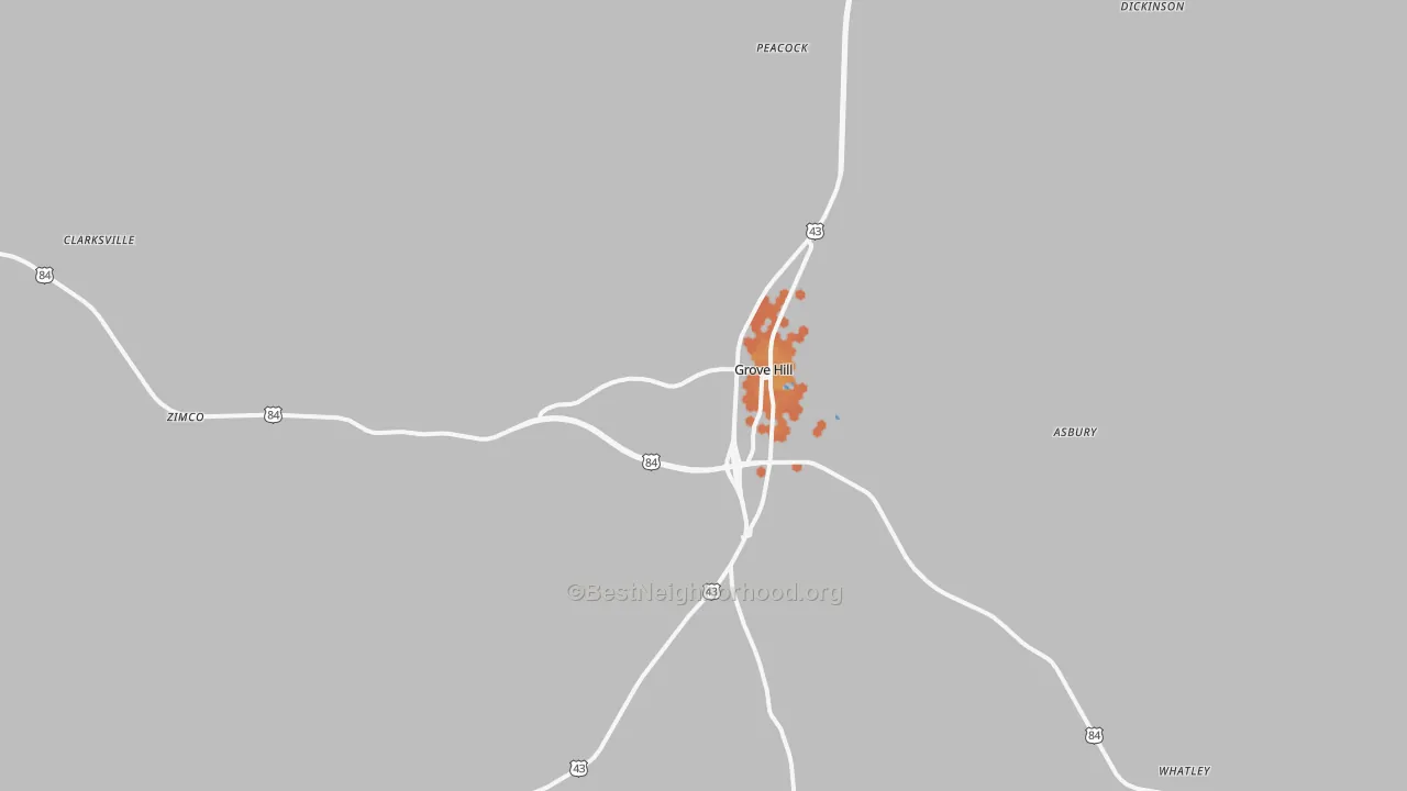 Bike Grade map of Grove Hill, AL