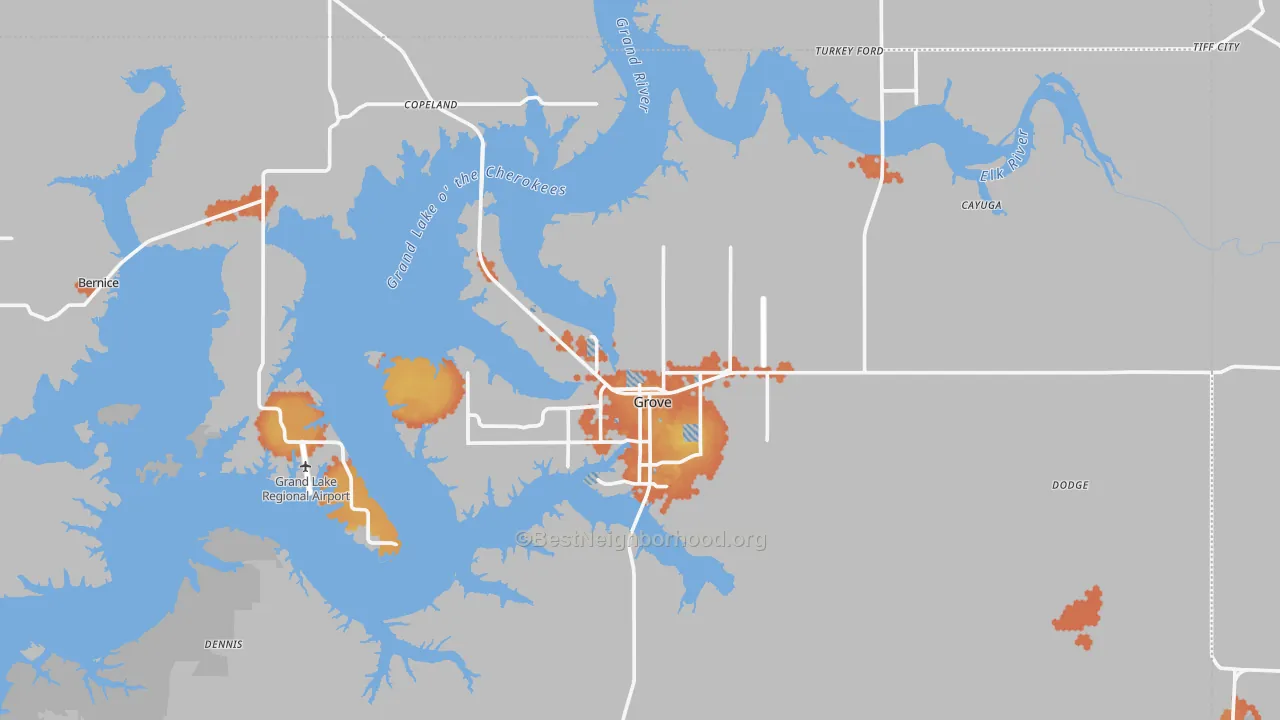 Bike Grade map of Grove, OK