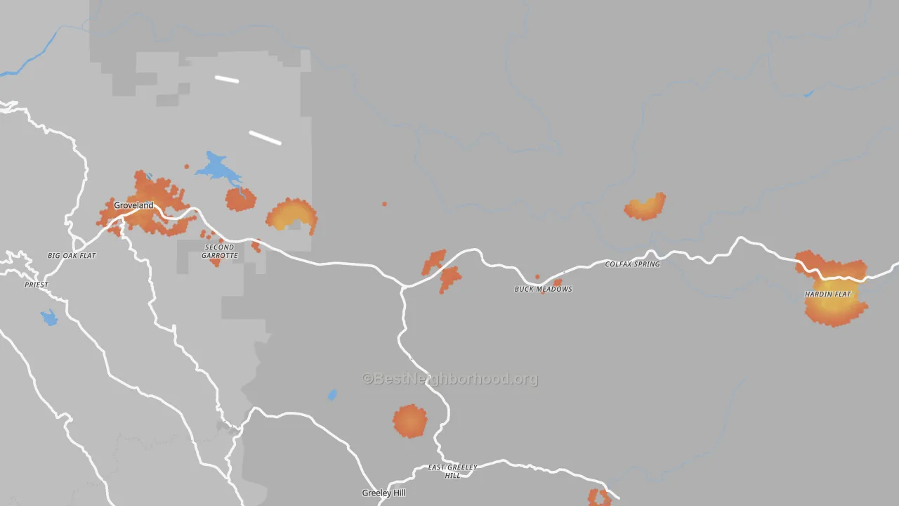 Bike Grade map of Groveland, CA
