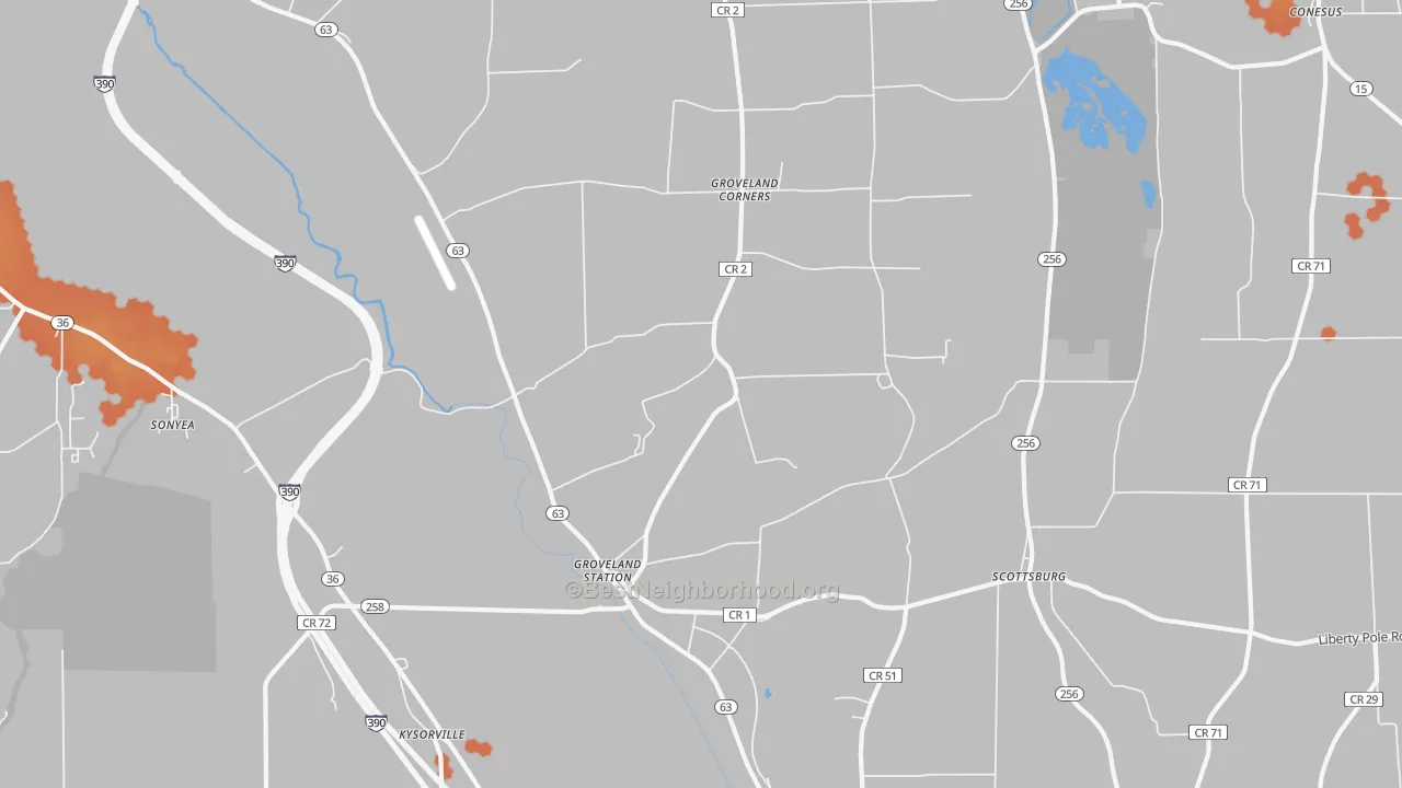 Bike Grade map of Groveland, NY