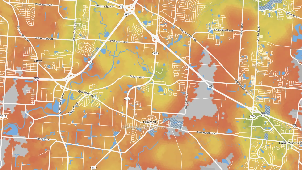 Bike Grade map of Groveport, OH