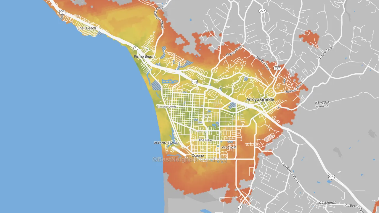 Bike Grade map of Grover Beach, CA