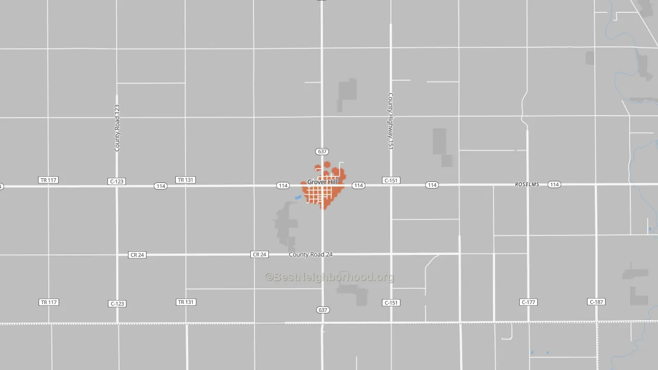 Bike Grade map of Grover Hill, OH
