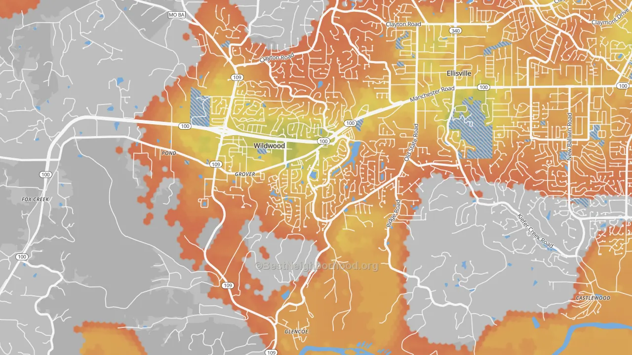 Bike Grade map of Grover, MO