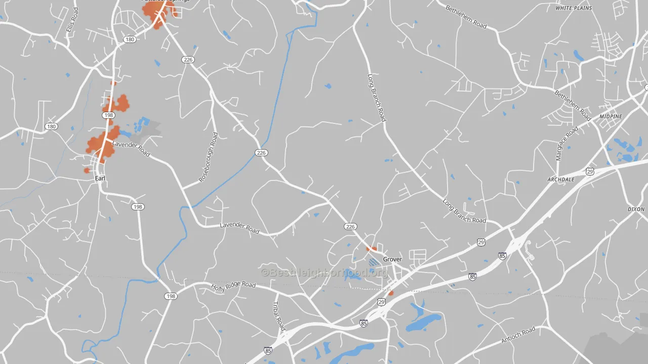 Bike Grade map of Grover, NC