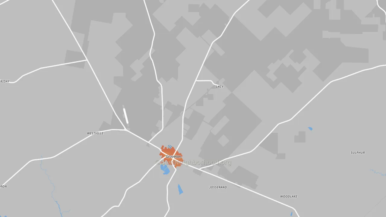 Bike Grade map of Groveton, TX