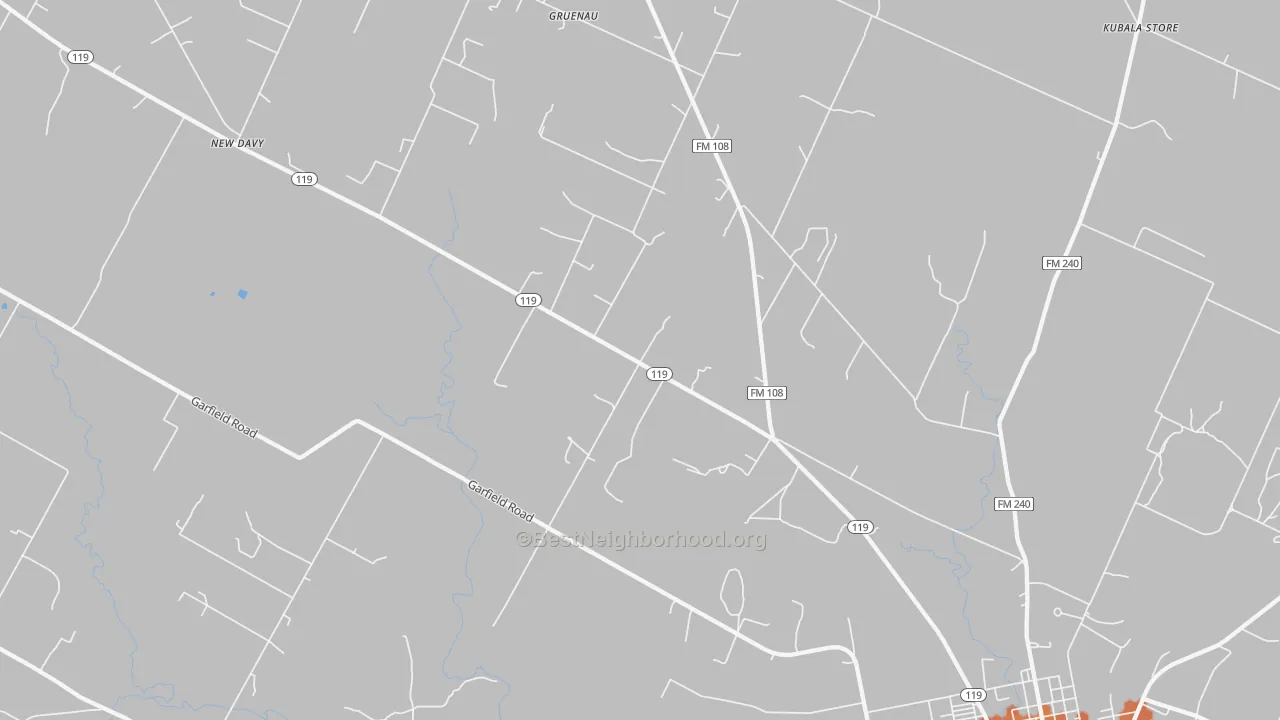 Bike Grade map of Gruenau, TX