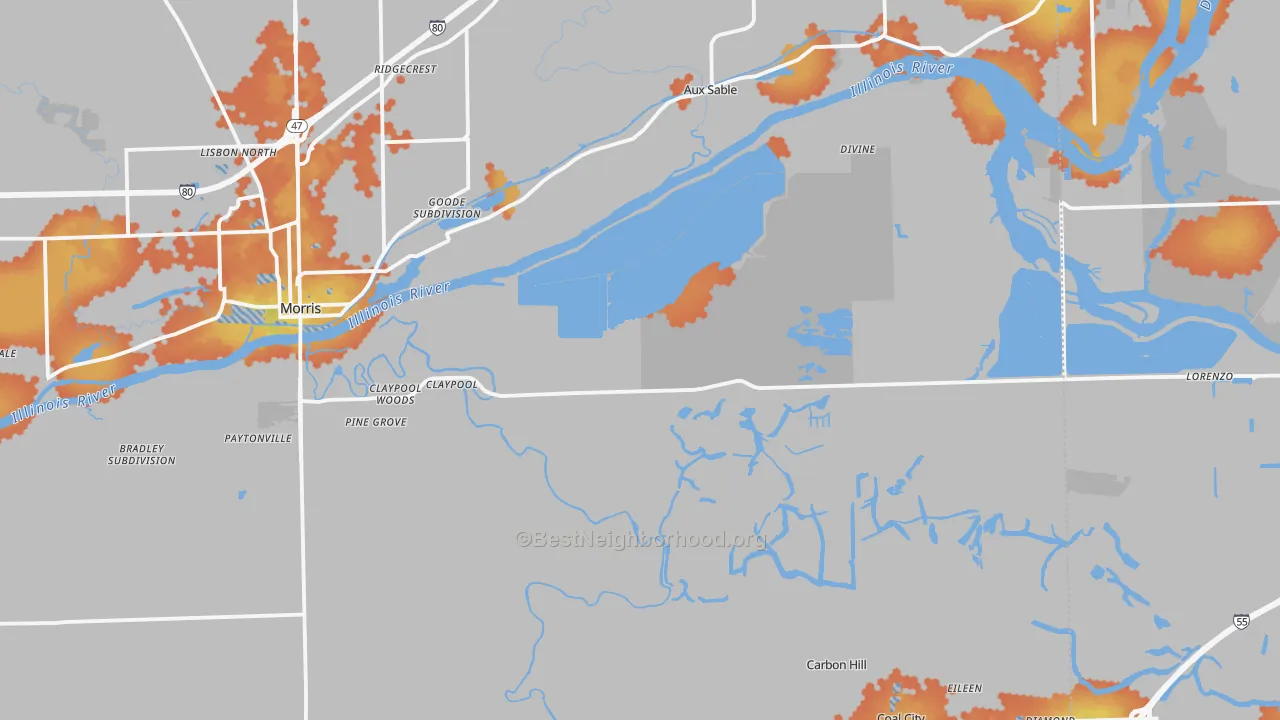 Bike Grade map of Grundy County, IL