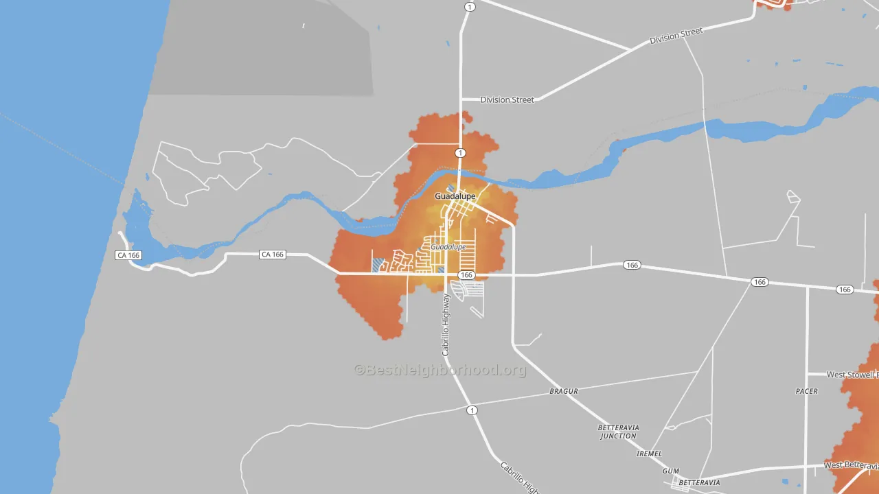 Bike Grade map of Guadalupe, CA