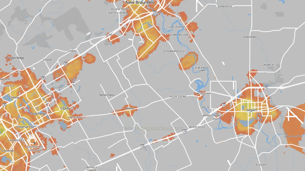 Bike Grade map of Guadalupe County, TX