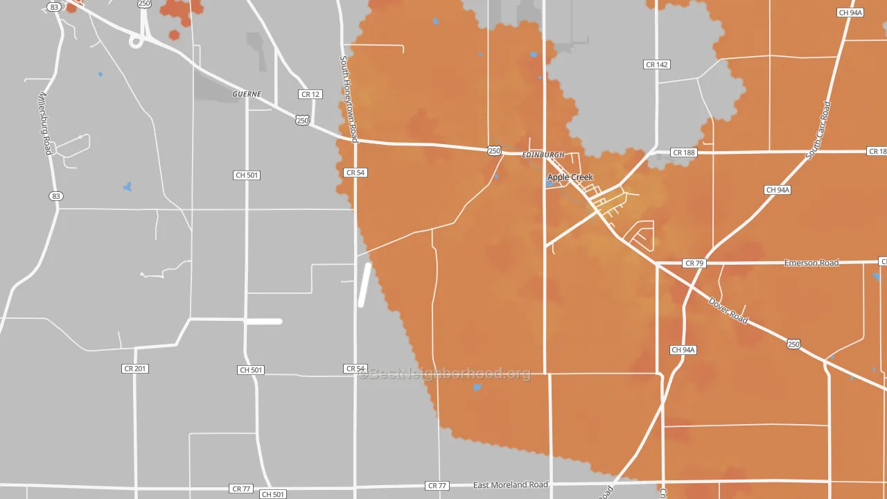 Bike Grade map of Guerne, OH