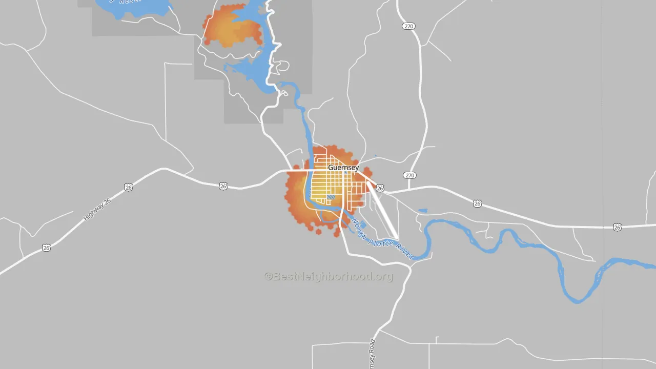 Bike Grade map of Guernsey, WY