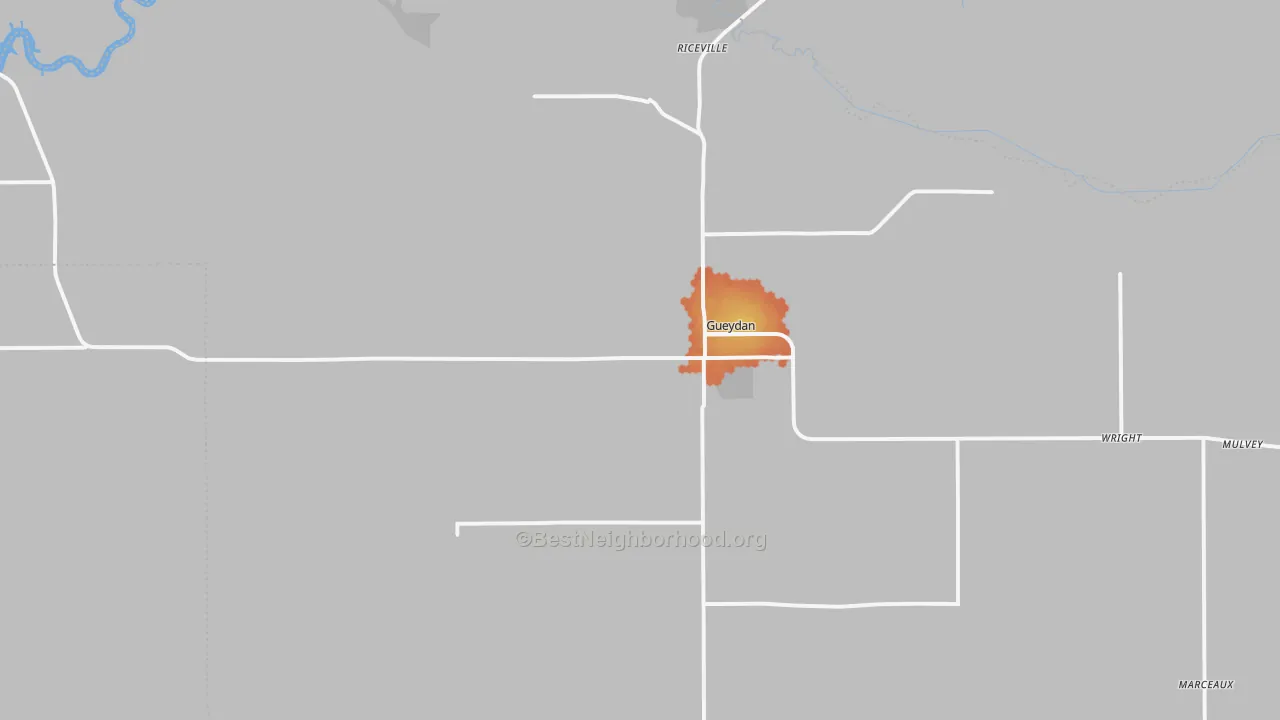 Bike Grade map of Gueydan, LA