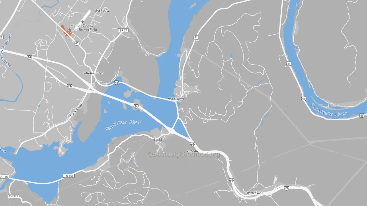 Bike Grade map of Guild, TN