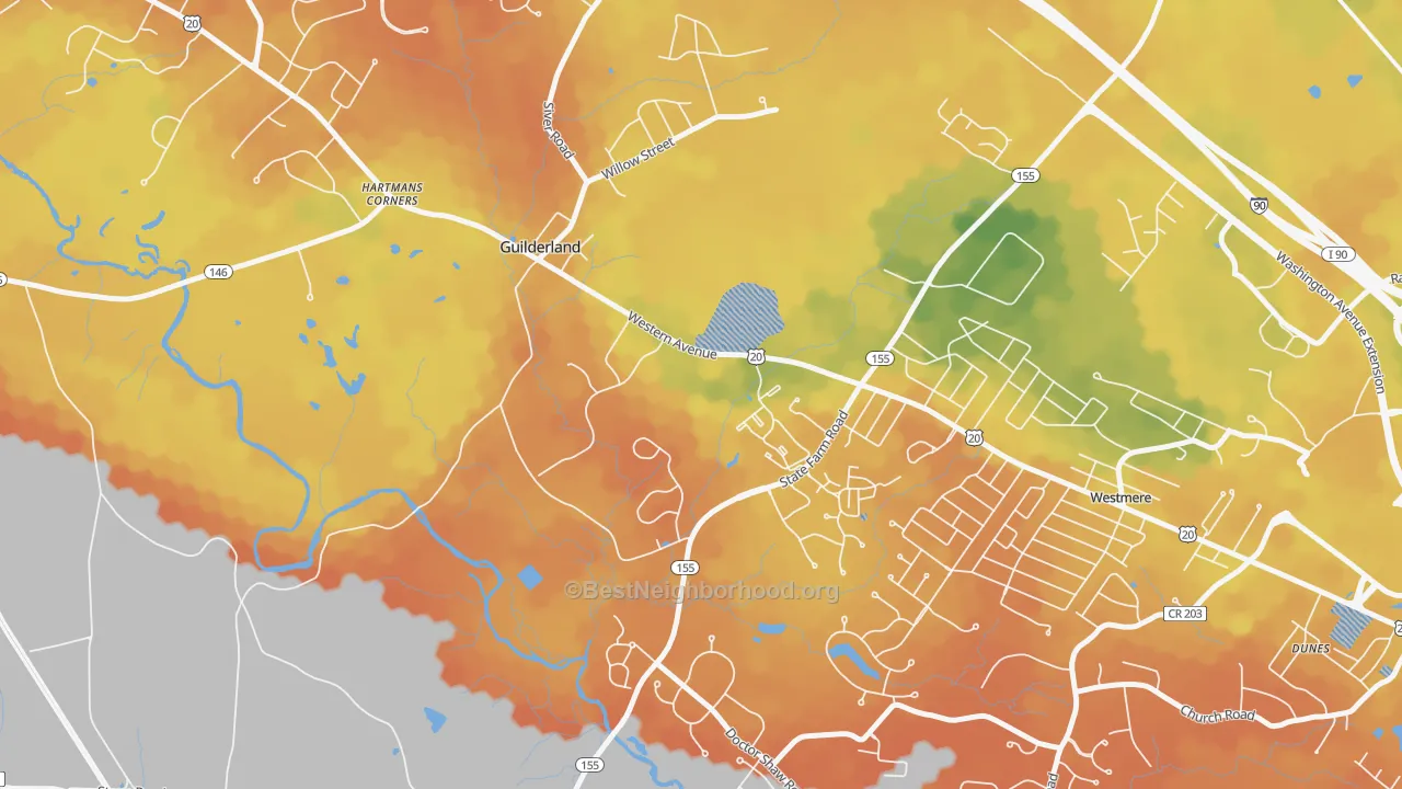 Bike Grade map of Guilderland, NY
