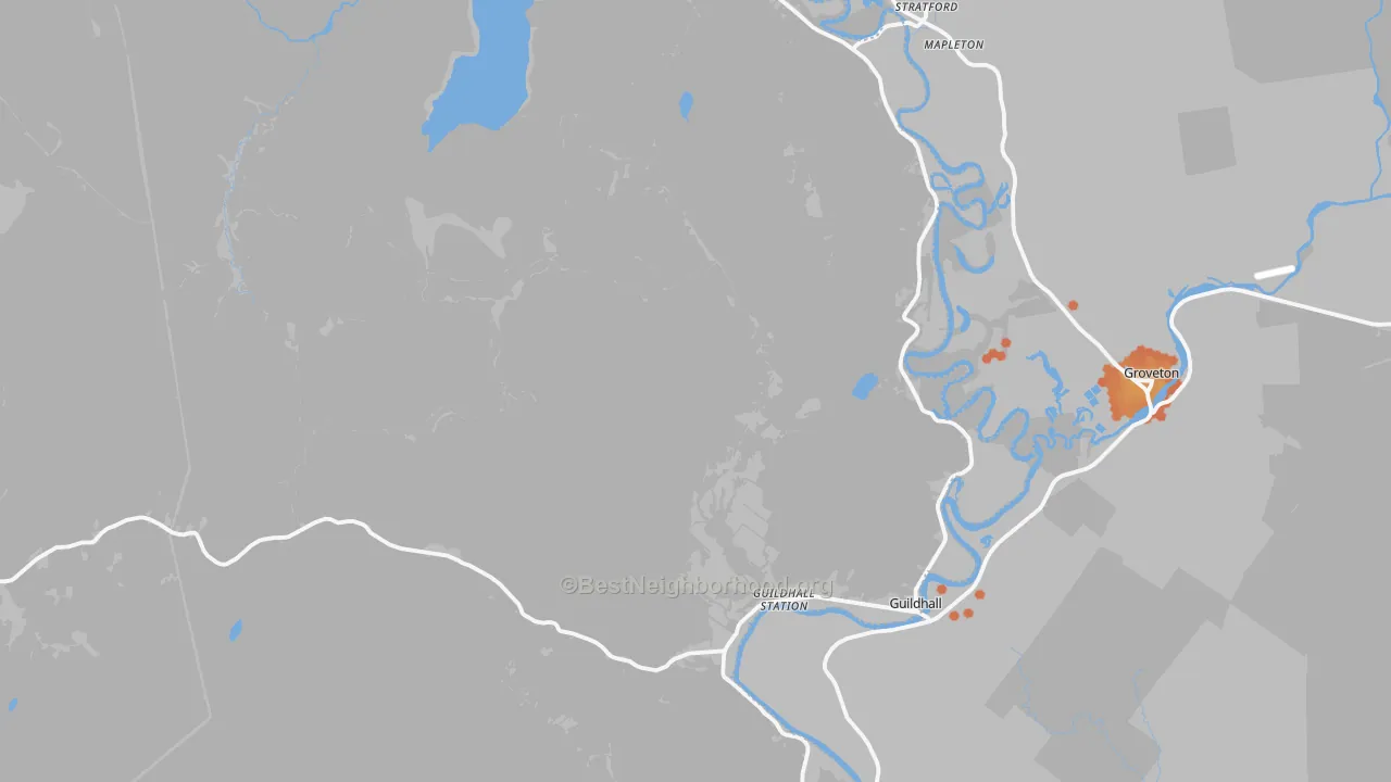Bike Grade map of Guildhall, VT