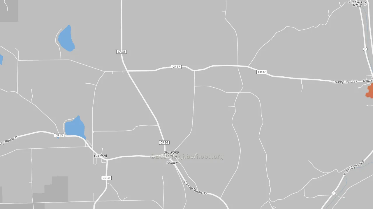 Bike Grade map of Guilford Center, NY