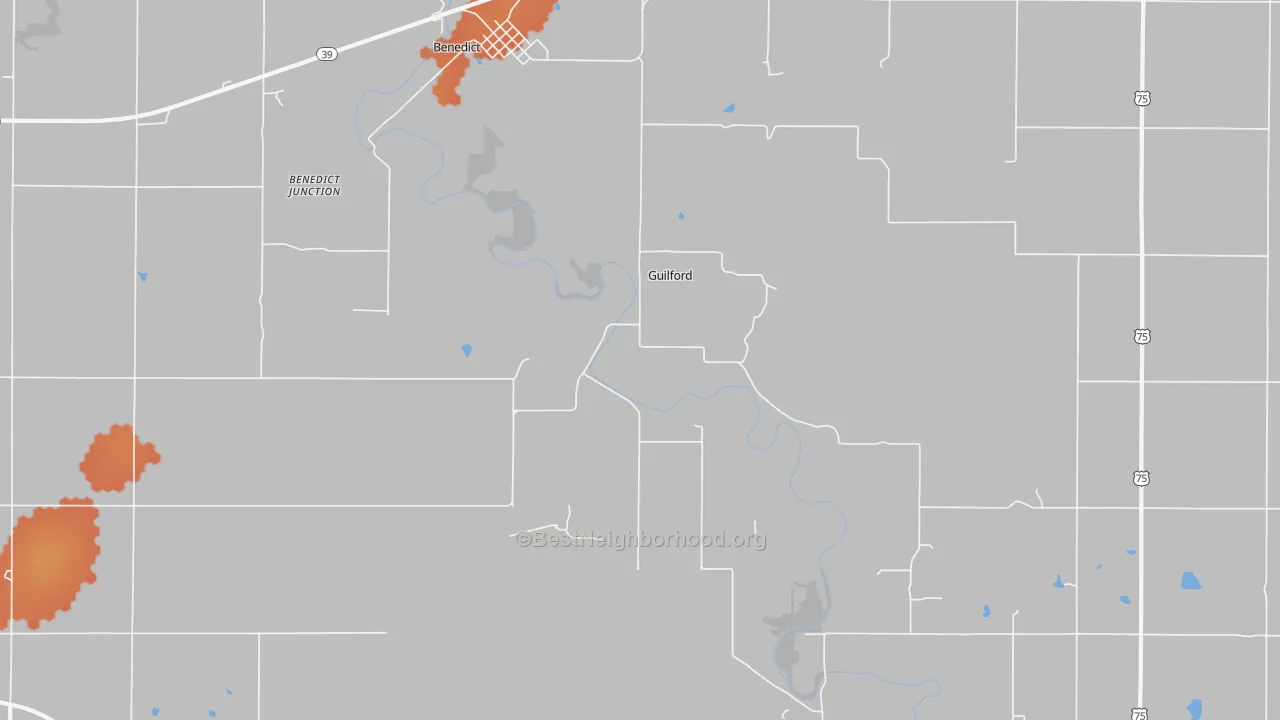 Bike Grade map of Guilford, KS