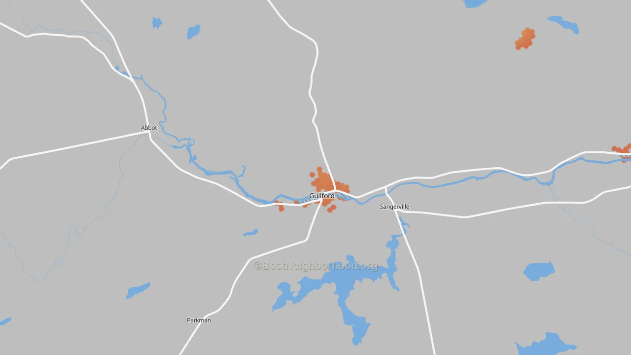 Bike Grade map of Guilford, ME