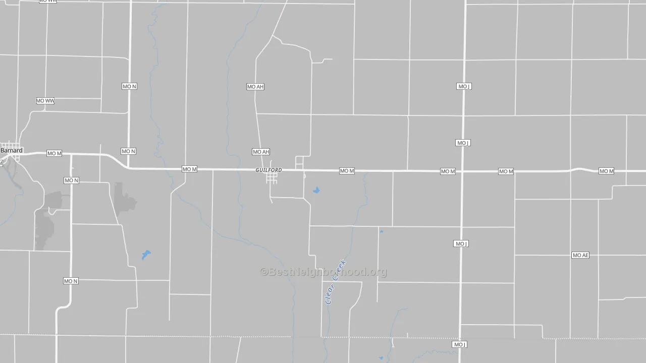 Bike Grade map of Guilford, MO