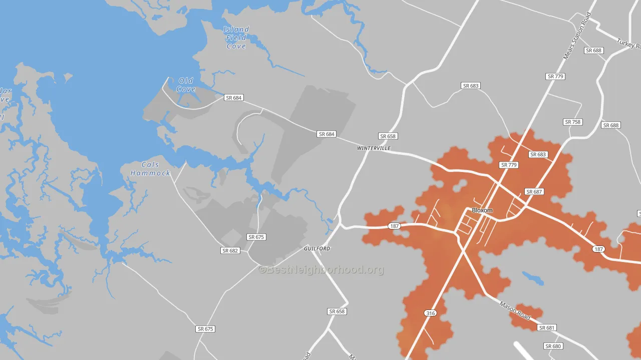 Bike Grade map of Guilford, VA