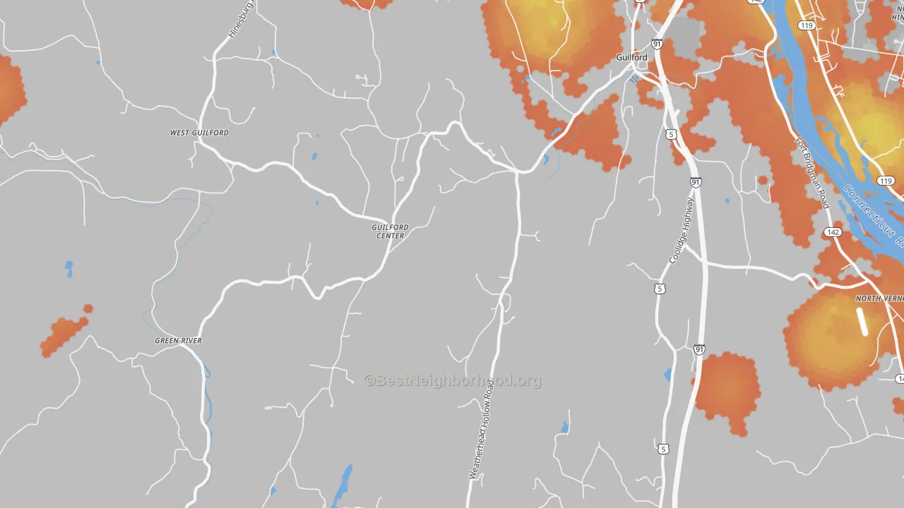 Bike Grade map of Guilford, VT