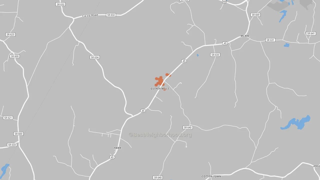 Bike Grade map of Guinea Mills, VA